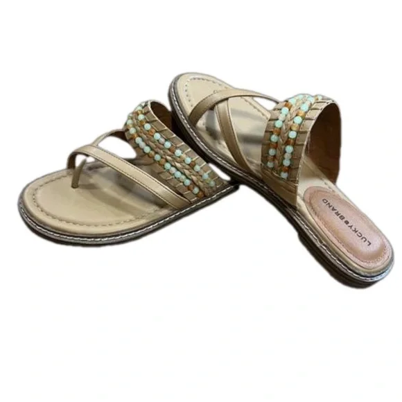 Lucky Brand Women’s Kaykey Beaded Crisscross  Slide On Sandals Size 9 NWOT - Picture 3 of 7
